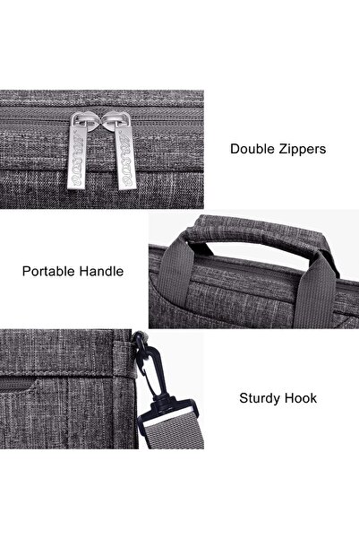 Mosiso حقيبة كتف للكمبيوتر المحمول (17-17.3 بوصة) رمادية