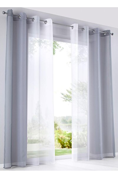 BAILEY Jo Set of 2 Transparent Voile Curtains with Gradient Colour Pattern