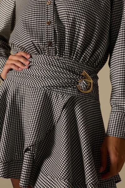 NOK İSTANBUL Timeless Touch Mini Dress Plaid Pattern