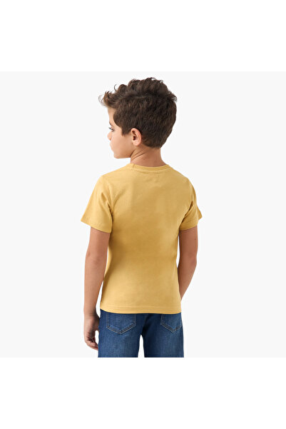 Juniors Graphic Print Crew Neck T-shirt with Short Sleeves