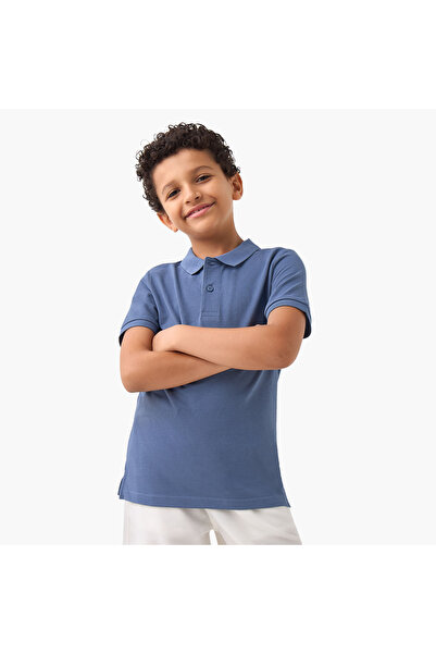 Juniors Solid Polo T-shirt with Short Sleeves