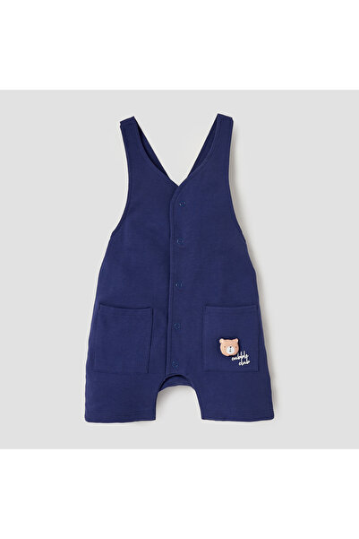 Juniors Boys Dungaree and T-shirt Set with Bear Print - Cotton - Short Sleeves - Crew Neck