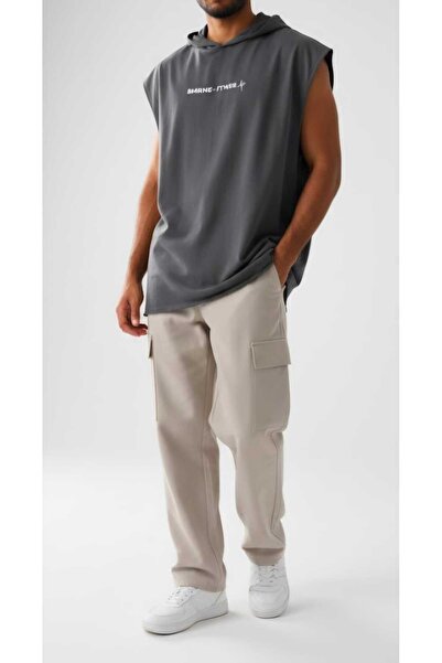 bumerangspor Erkek %100 Pamuk Oversize Kapüşonlu Kolsuz Tişört