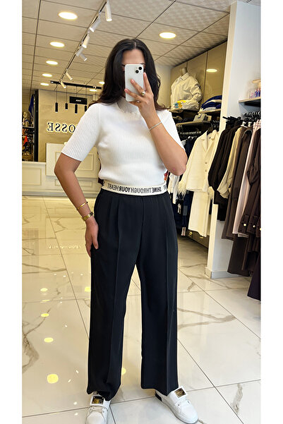 Vosse Yusuf Özdemir Siyah Beli Lastikli Palazo Pantolon