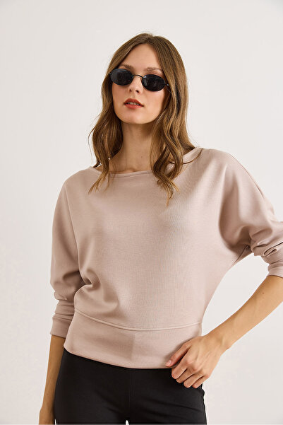 Olalook Γυναικεία μπλούζα με λαιμόκοψη σε μπεζ χρώμα Modal Keyed Flowy Blouse BLZ-19003133