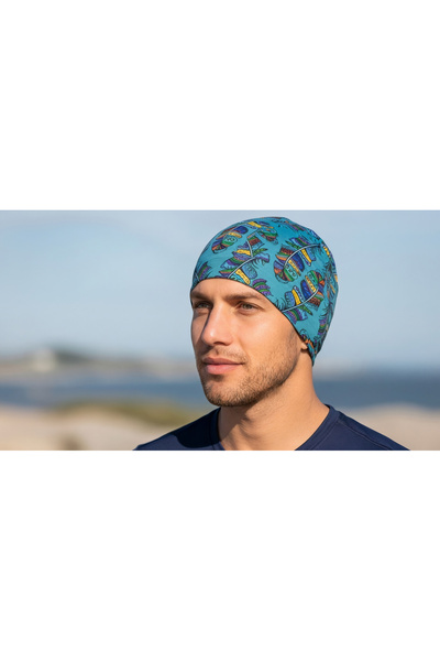 Bheka Concept Unisex Turquoise Colored Feather Patterned Multi-Purpose Buff – Bandana & Neck Gaiter