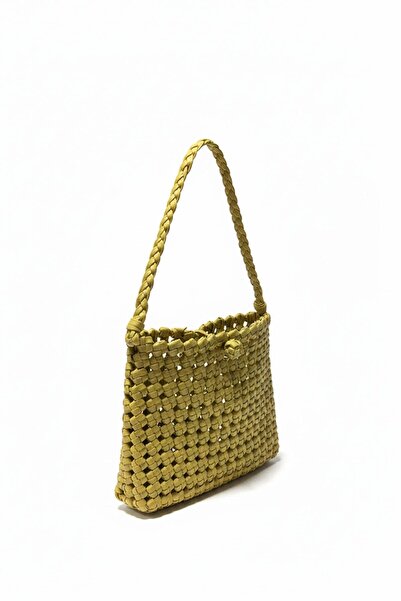 Deriderim Aria Mini Yellow Knitted Genuine Leather Handbag