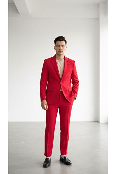 Plus Scorpion Men's One Button Slim Fit Piece Suit - Stylish Office and Formal Combination