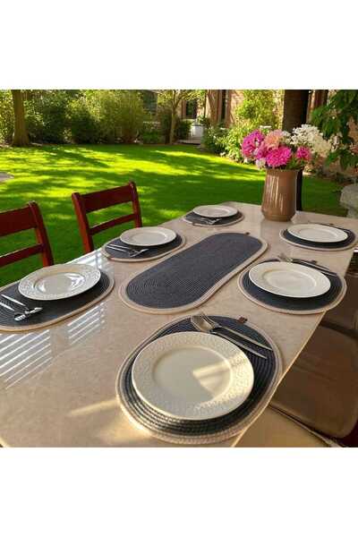 Wooden Factory Natural Bamboo Wicker Placemat and Runner Set Table Decoration, Dining Table Serving Set, Stylish Presentation Set