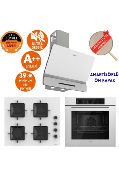 Ferre SilenArt Gesso Yeni Seri Ultra Sessiz Beyaz Ankastre Set ( D081-SA + SS206 + QBL62CB )