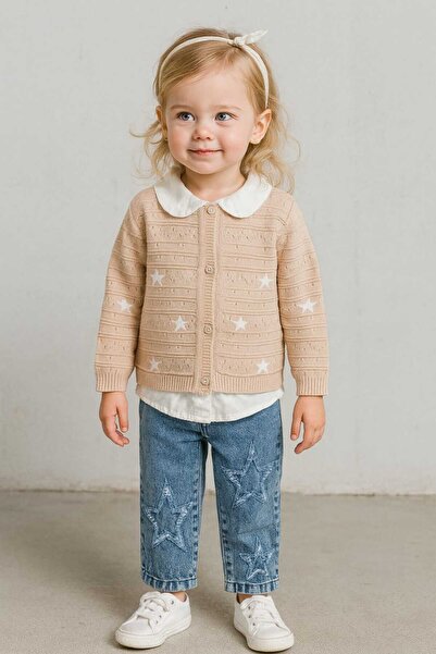 gigigiyim Star Embroidered Knitwear Cardigan Girl's Suit