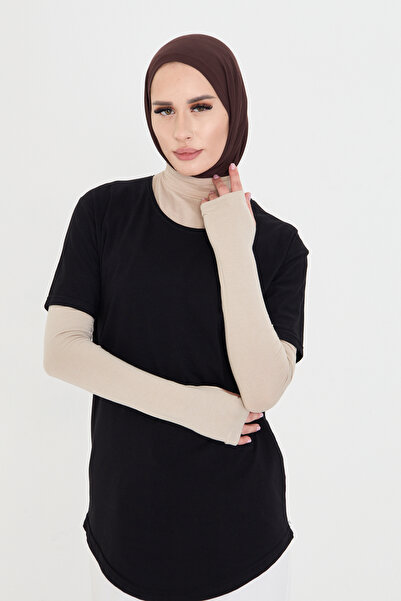 HÜRREMBONE SARAYDAN GELEN GÜZELLİK غطاء رأس بيج محتشم بأكمام مطاطية من الفيسك...