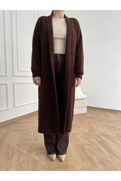 My Blog Brown Bearded Long Cardigan - 1586