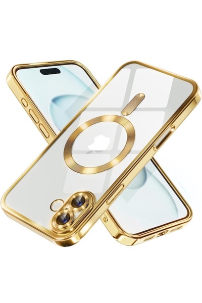 Daden Carcasă MagSafe Luxury pentru iPhone 17 - Transparentă cu Margini Aurii