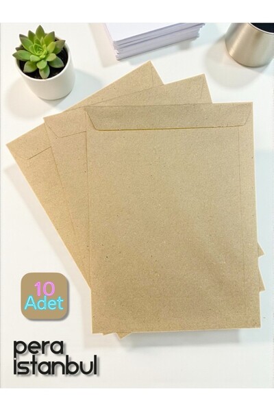 Pera İstanbul 10 Adet 24x32 cm Kraft Davetiye Lüks Tebrik Kartı Mektup Mühür ...