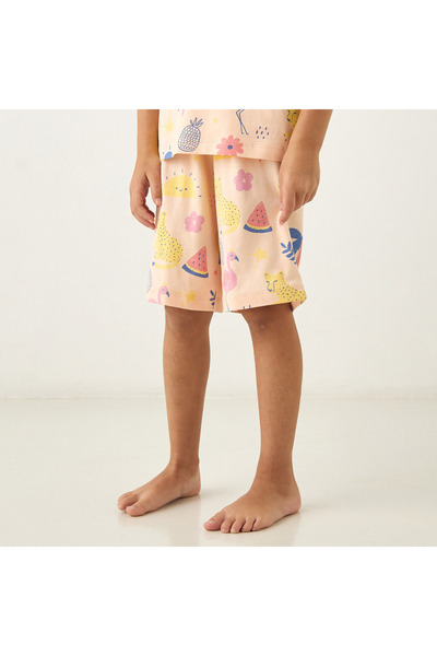 Juniors All-Over Print T-shirt and Shorts Set