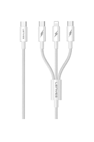 Lenyes كابل LC521 60 واط 3 في 1 للشحن السريع ومزامنة البيانات (أبيض)
