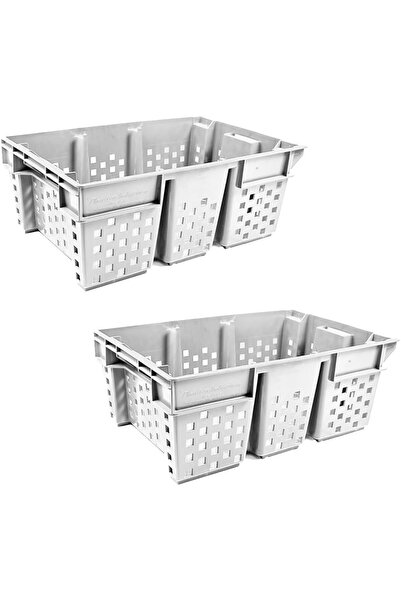 Ethic Solutions 2pcs Vegetable Crate With Post Storage Box Organizer Bin UV Stabilized 580x380x220mm 49L (White)