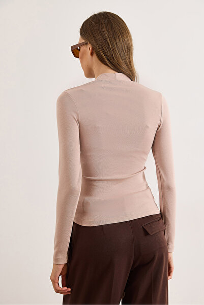 Olalook Women's Powder Combed Modal Deep V Neck Stretchy Blouse Blz-19003136