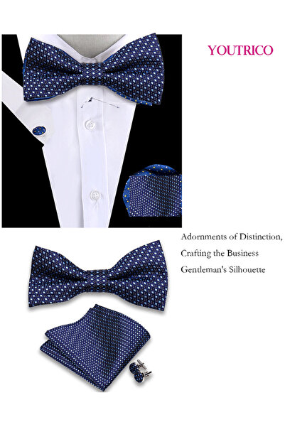Youtrico طقم من 3 قطع من ربطات العنق والمنديل وأزرار الأكمام (صناعة يدوية) مناسب للحفلات والمناسبات والاحتفالات للرجال/النساء