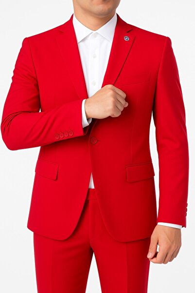 Plus Scorpion Men's One Button Slim Fit Piece Suit - Stylish Office and Formal Combination