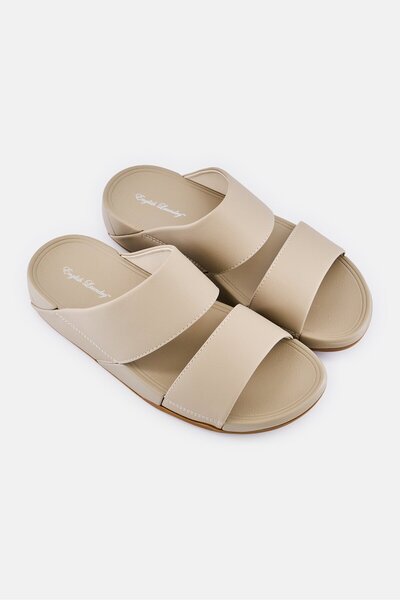 English Laundry Men 2 Strap Slip On Arabic Sandals, Beige