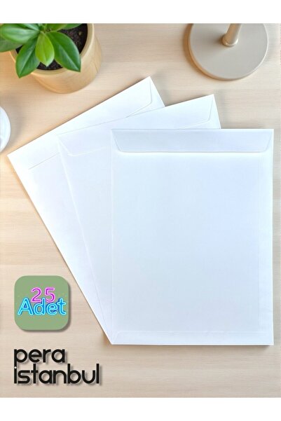 Pera İstanbul 25 Adet 24x32 cm Beyaz Davetiye Lüks Tebrik Kartı Mektup Mühür ...