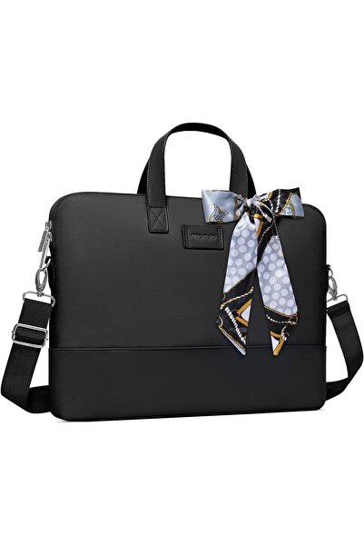 Mosiso حقيبة كمبيوتر محمول للنساء حقيبة كمبيوتر محمول على الكتف حقيبة رسول مع حزام وحرير