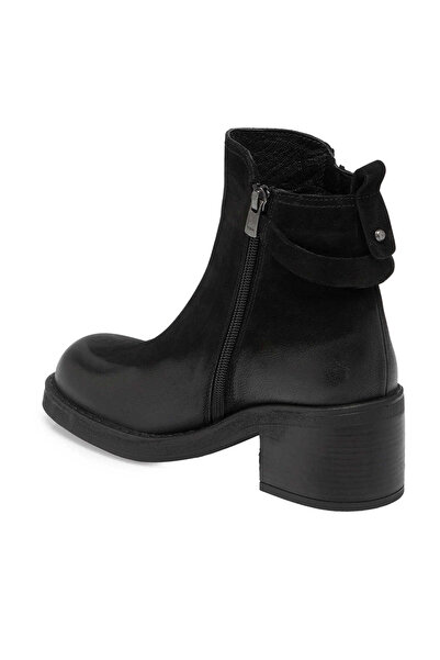 Tergan Siyah Hakiki Nubuk Deri Kadın Klasik Bot - K24K1BT67654-A64