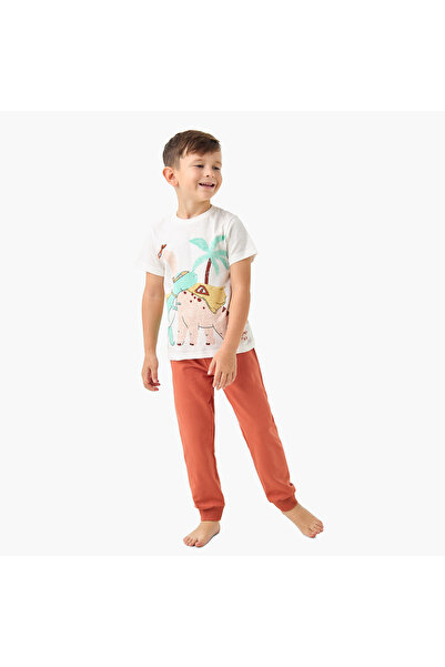 Juniors Graphic Print T-shirt and Solid Pyajama Set