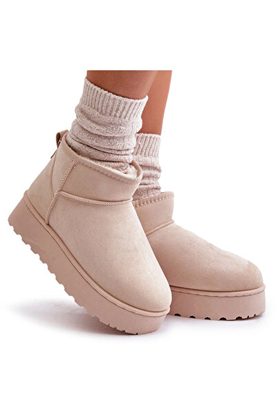 BOTO Bocanci De Zăpadă Femei Pe Platformă Izolați Cu Blană Bej Deschis Xamella 41