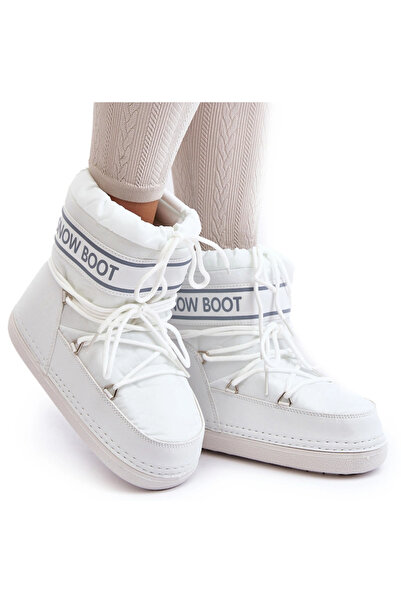 BOTO Cizme de zăpadă cu șireturi albe Soia pentru femei 41/42