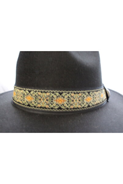 nuit Black Fedora Hat // Ethnic Patterned Fedora Hat