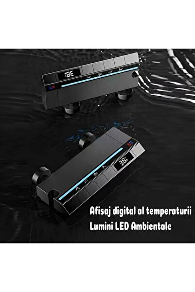 UNİBOX Digital Shower Column Set, Thermostat, Temperature Display, 4 Piano Functions, Rain Type, Graphite Gray,