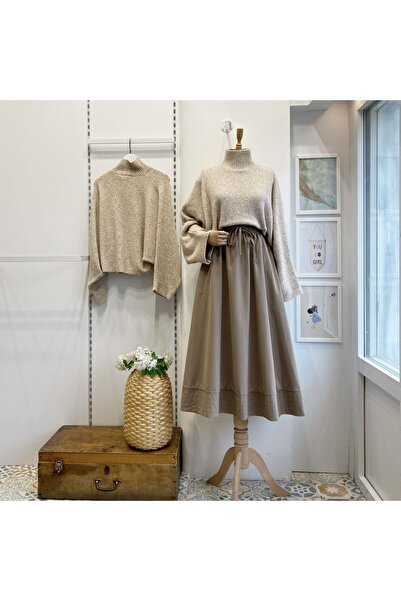 Faya Boutique Koyu Vizon Beli Lastikli Zeran Etek