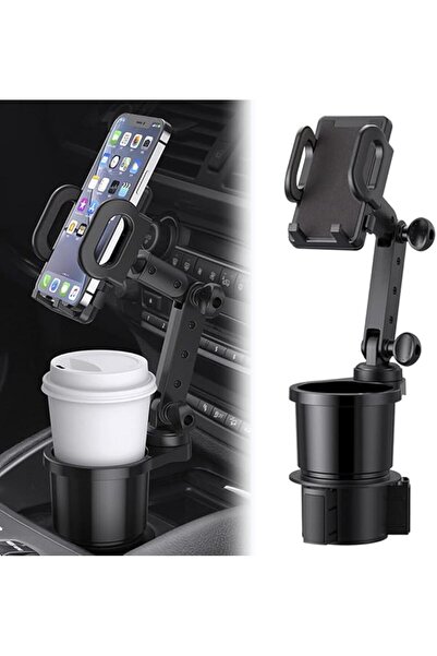 Generic حامل أكواب السيارة 2 في 1 وحامل الهاتف الأوتوماتيكي العالمي مع دوران ...