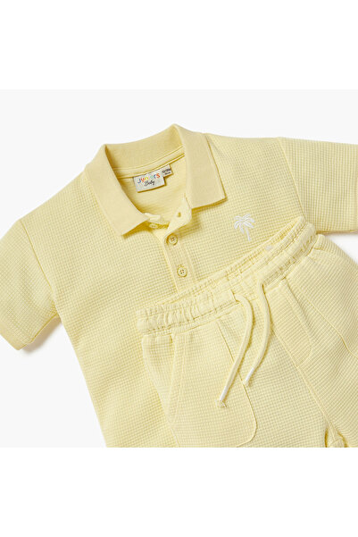 Juniors Textured Polo T-shirt and Shorts Set