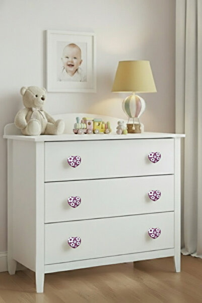 MegaVitrin Porcelain Children's Room Purple Heart Furniture Handle Ceramic Drawer Cabinet Knob
