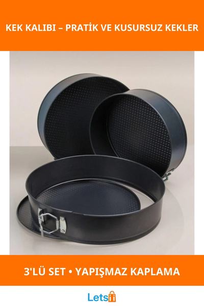 Letsii قالب كيك ثلاثي الطبقات مع مشابك، متين ومقاوم للحريق وغير لاصق، 24 سم و...