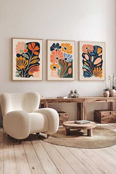 Dekorsiahome 3-компонентен комплект картини с дървена рамка за хол, трапезари...