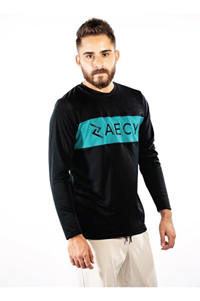 Zaecy قميص رجالي برقبة دائرية وأكمام كاملة