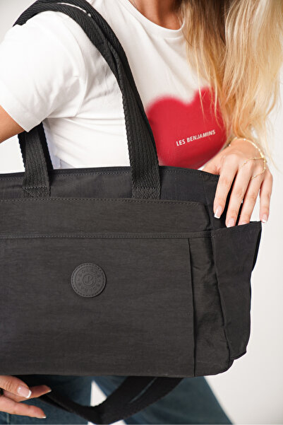 Solo Bag Women's Black Multi-Compartment Waterproof Crinkle Casual Crossbody Hand and Shoulder Bag