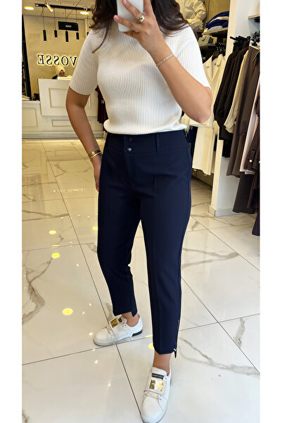 Vosse Yusuf Özdemir Lacivert Paçası Fermuar Detaylı Pantolon