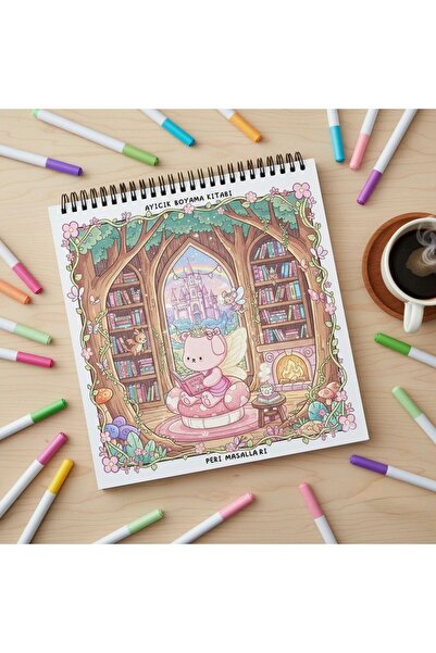 M&H Coloring Ayıcık Peri Masalları - 21x21 cm Boyama kitabı Çocuk ve Yetişkin...