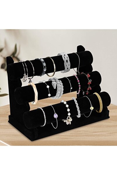 Arabest حامل أساور مخملي بثلاث طبقات، منظم مجوهرات، حامل أساور ثلاثي، هدية للأم أو الفتاة