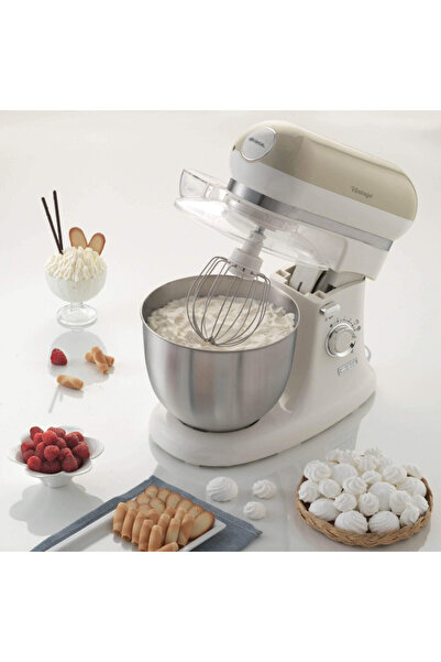 ARIETE VINTAGE 1588/03 Planetary Mixer, 2400W, 5.5l, 7speed, Pulse,Retro design Non-slip,White/Beige