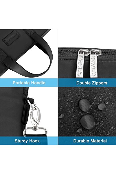 Mosiso حقيبة كمبيوتر محمول للنساء حقيبة كمبيوتر محمول على الكتف حقيبة رسول مع حزام وحرير