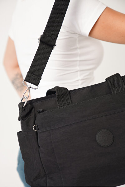 Solo Bag Women's Black Multi-Compartment Waterproof Crinkle Casual Crossbody Hand and Shoulder Bag