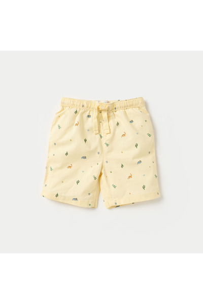 Juniors Dinosaur Print Collared Shirt and Elasticated Shorts Set