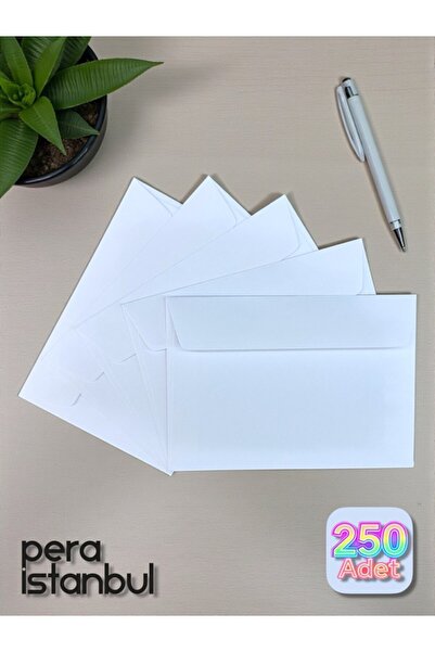 Pera İstanbul 250 قطعة C6 مغلف أبيض فاخر لبطاقات التهنئة والرسائل والختم، مغل...